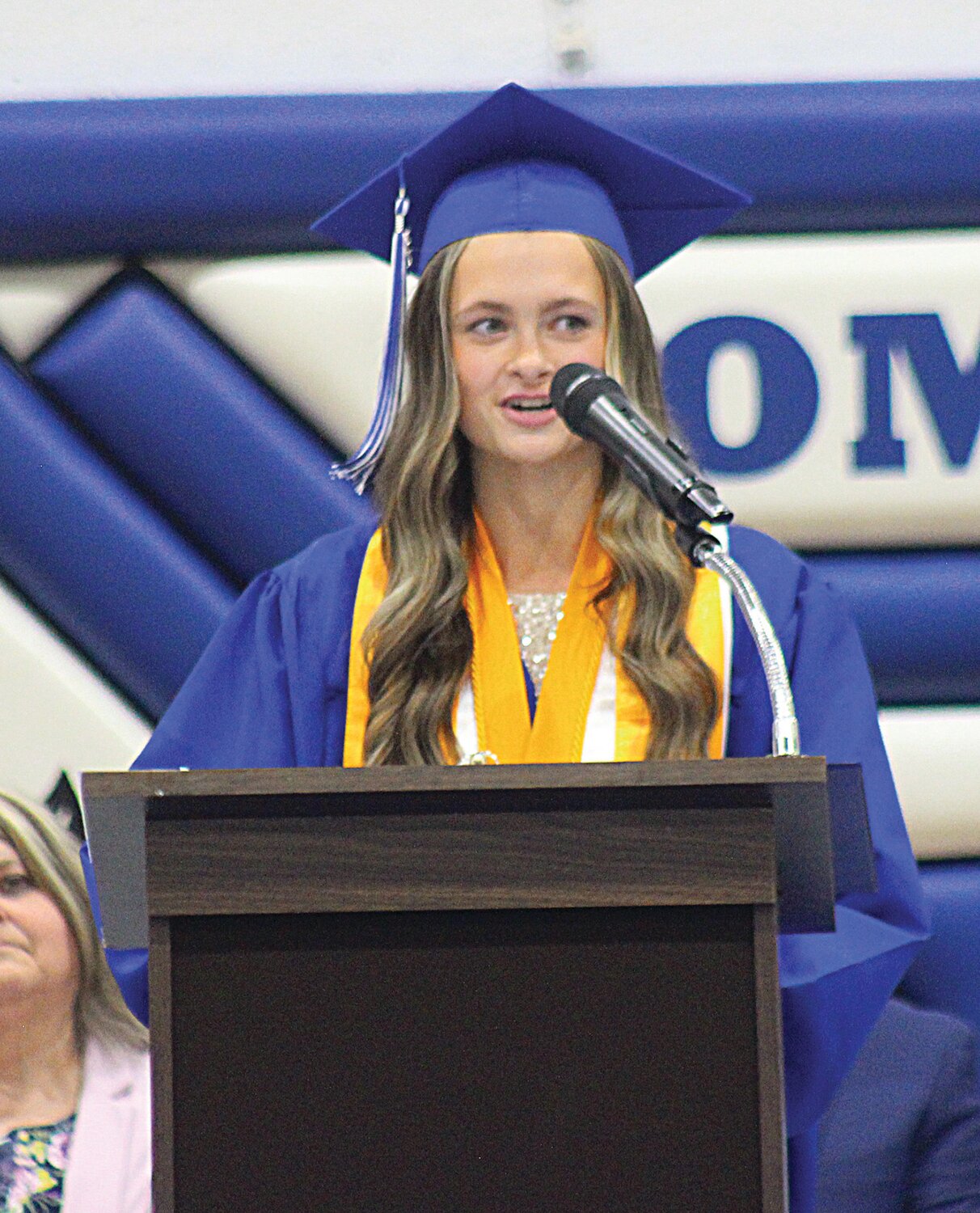 Valedictorian Kylee Bradshaw during her address.